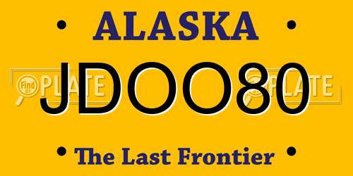 JDOO80 Alaska License Plate