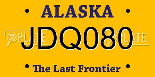 JDQ080 Alaska License Plate