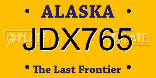 JDX765 Alaska License Plate
