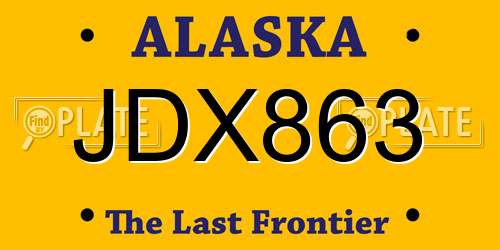 JDX863 Alaska License Plate