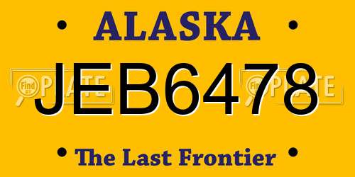 JEB6478 Alaska License Plate
