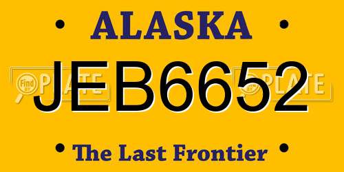 JEB6652 Alaska License Plate