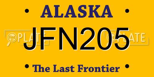 JFN205 Alaska License Plate