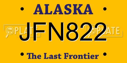JFN822 Alaska License Plate