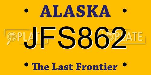 JFS862 Alaska License Plate