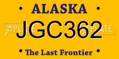 JGC362 Alaska License Plate