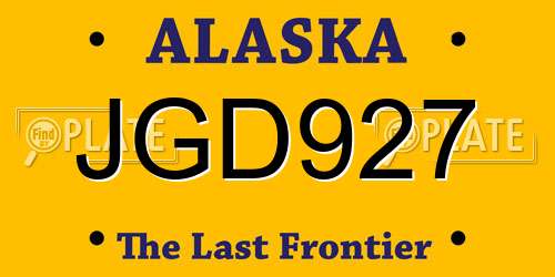 JGD927 Alaska License Plate