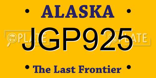 JGP925 Alaska License Plate