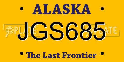 JGS685 Alaska License Plate