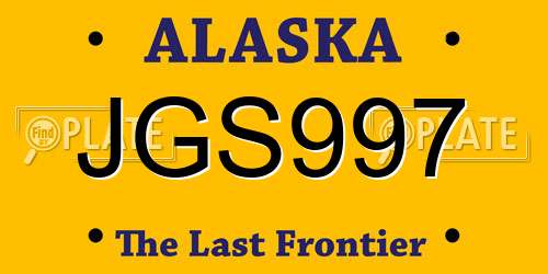 JGS997 Alaska License Plate