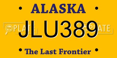 JLU389 Alaska License Plate