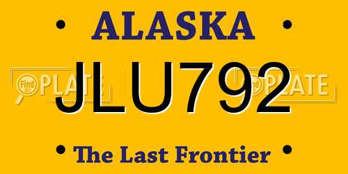 JLU792 Alaska License Plate