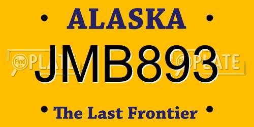 JMB893 Alaska License Plate