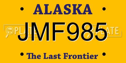 JMF985 Alaska License Plate