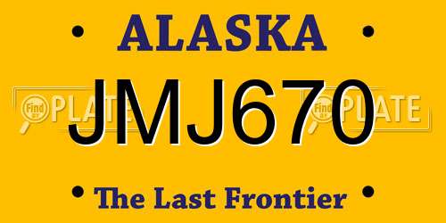 JMJ670 Alaska License Plate
