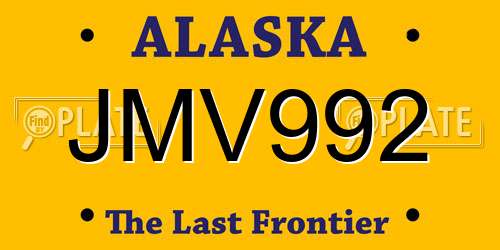 JMV992 Alaska License Plate