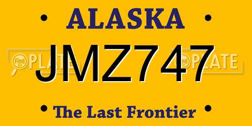 JMZ747 Alaska License Plate