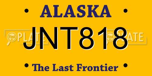 JNT818 Alaska License Plate