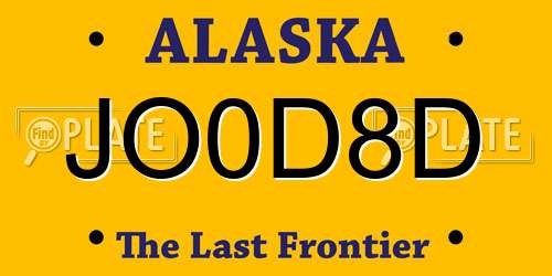 JO0D8D Alaska License Plate