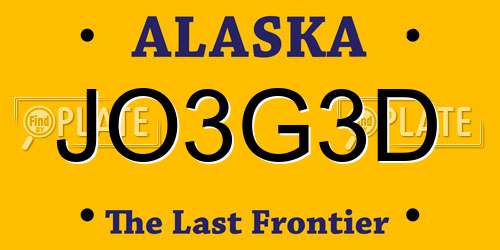 JO3G3D Alaska License Plate