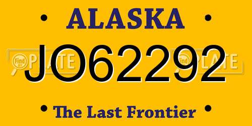 JO62292 Alaska License Plate