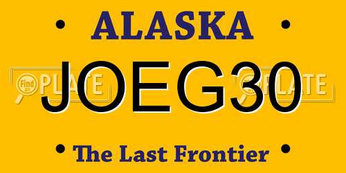 JOEG30 Alaska License Plate