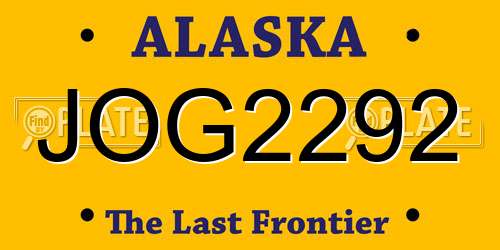JOG2292 Alaska License Plate