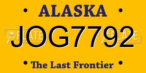 JOG7792 Alaska License Plate