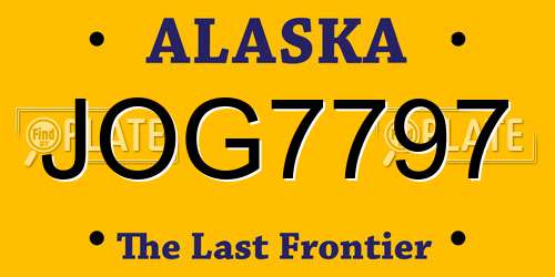 JOG7797 Alaska License Plate