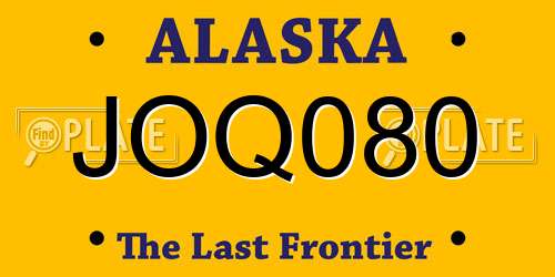 JOQ080 Alaska License Plate