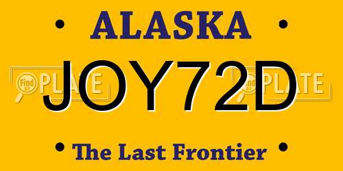 JOY72D Alaska License Plate