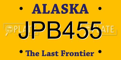 JPB455 Alaska License Plate