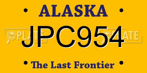 JPC954 Alaska License Plate