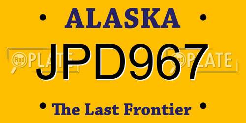JPD967 Alaska License Plate