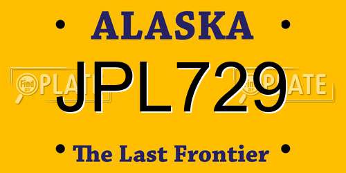 JPL729 Alaska License Plate