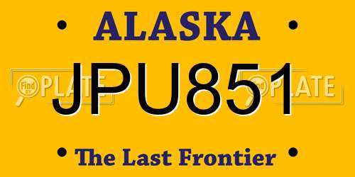JPU851 Alaska License Plate