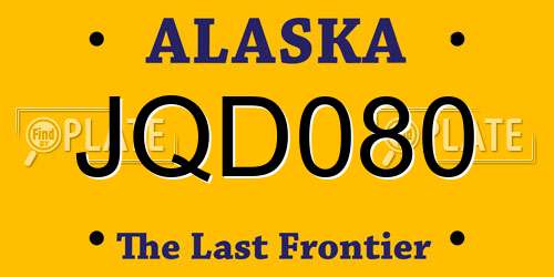 JQD080 Alaska License Plate