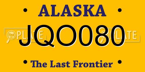 JQO080 Alaska License Plate