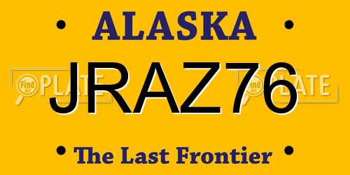 JRAZ76 Alaska License Plate
