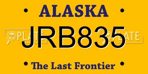 JRB835 Alaska License Plate