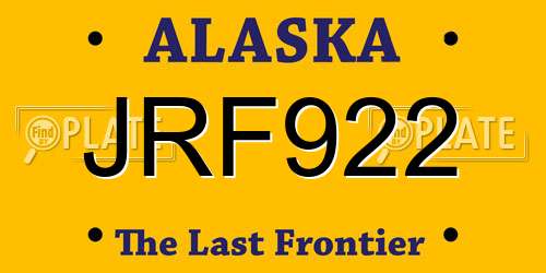 JRF922 Alaska License Plate