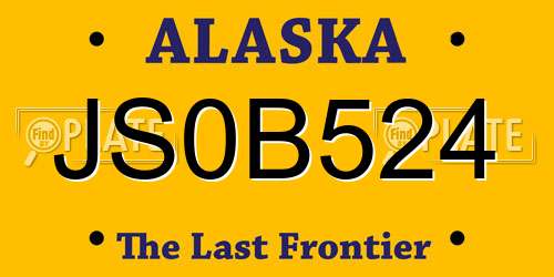 JS0B524 Alaska License Plate