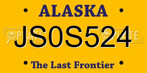 JS0S524 Alaska License Plate