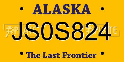 JS0S824 Alaska License Plate