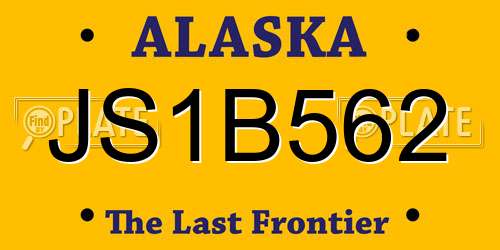 JS1B562 Alaska License Plate