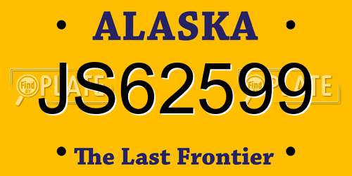 JS62599 Alaska License Plate