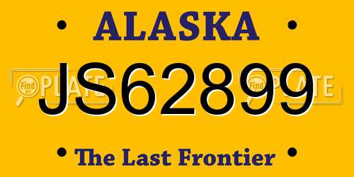 JS62899 Alaska License Plate
