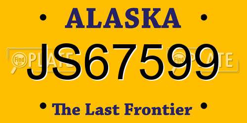 JS67599 Alaska License Plate