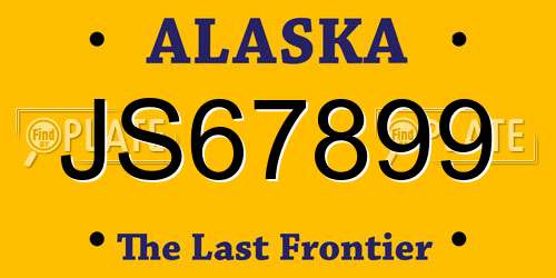 JS67899 Alaska License Plate