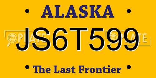 JS6T599 Alaska License Plate